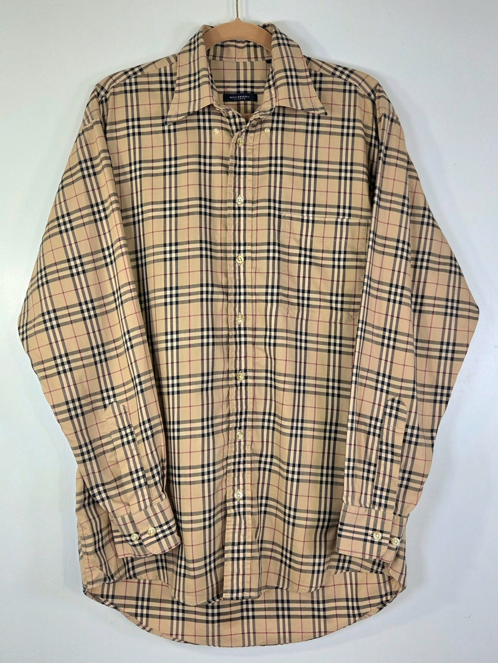 VINTAGE 90's BURBERRY LONDON NOVA CHECK BUTTON DOWN SHIRT.